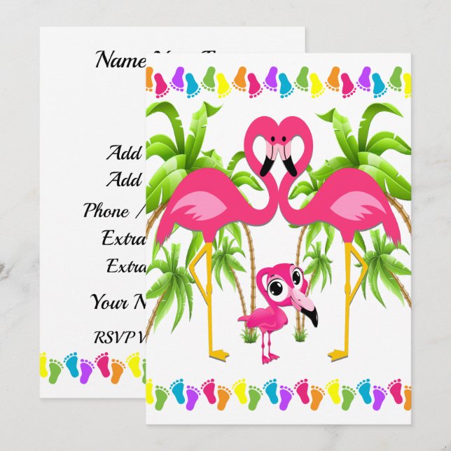 Oh Baby Flamingo Shower/Adoption bjudning Inbjudningar (Fram/baksida)