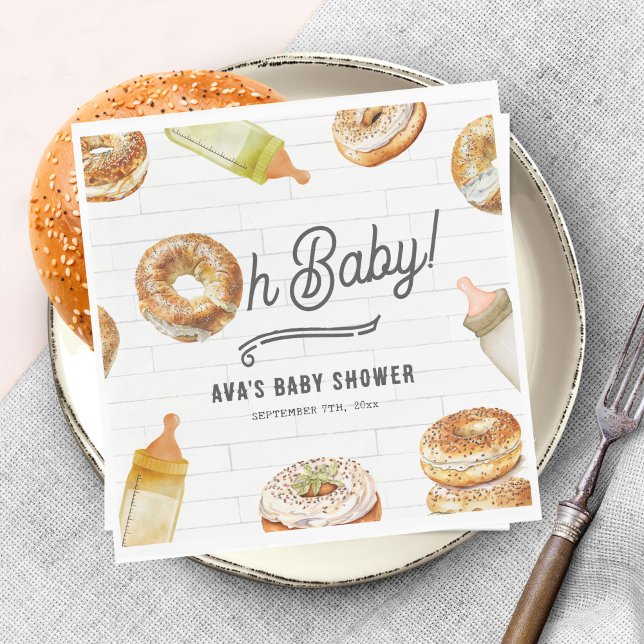 Oh Baby Flaskor & Bagels Baby Shower Brunch Pappersservett (Skapare uppladdad)