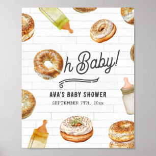 Oh Baby Flaskor & Bagels Baby Shower Välkommen Poster
