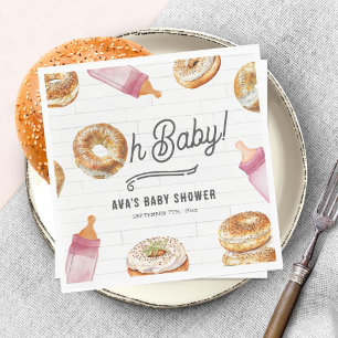 Oh Baby Flaskor & Bagels Girl Baby Shower Brunch Pappersservett