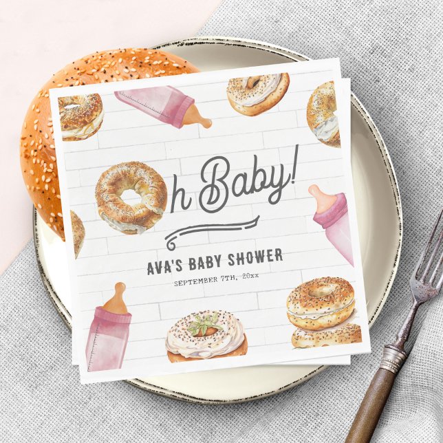 Oh Baby Flaskor & Bagels Girl Baby Shower Brunch Pappersservett (Skapare uppladdad)