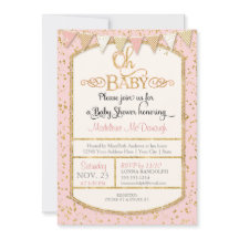 OH Baby Flicka Shower Typography Guld Glitter
