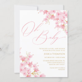 Oh Baby Floral Baby Shower Cherry Blossom Inbjudningar