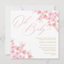 Oh Baby Floral Baby Shower Cherry Blossom Inbjudningar