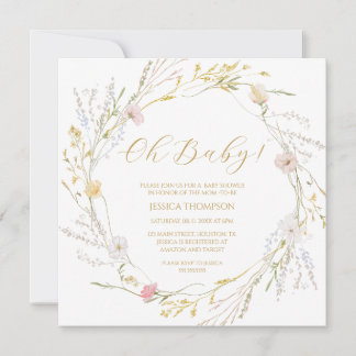 Oh Baby Floral Baby Shower Spring wildflowers Inbjudningar