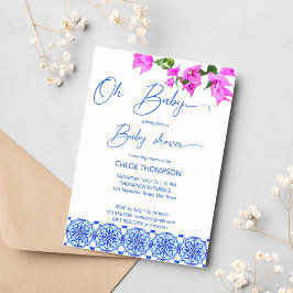 Oh baby Fransk blue bougainvillea babydusch Inbjudningar