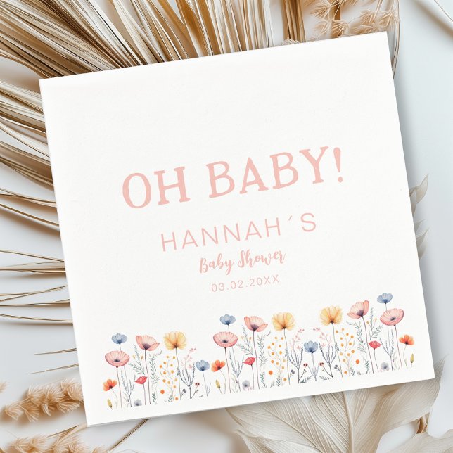 OH BABY! Fresh Wildblomma | Vitt babyskor Pappersservett (Skapare uppladdad)
