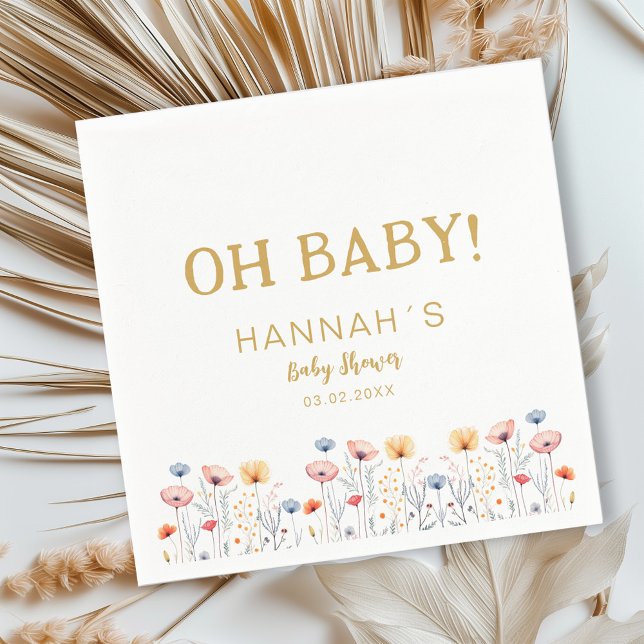 OH BABY! Fresh Wildblomma | Vitt babyskor Pappersservett (Skapare uppladdad)