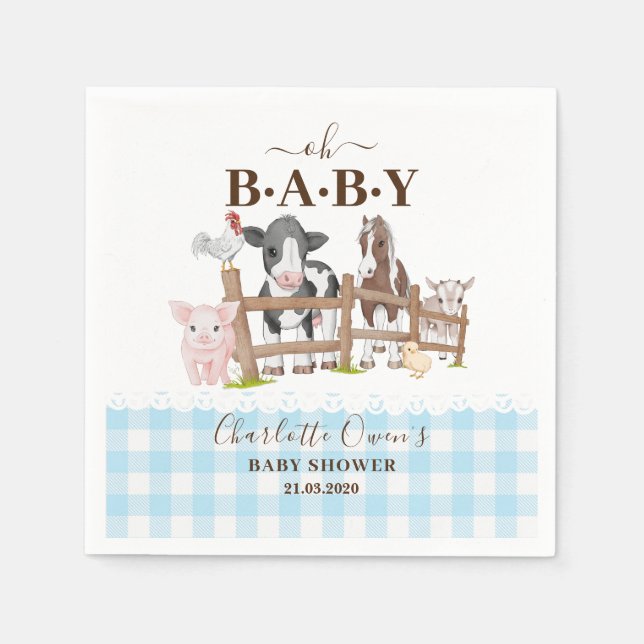 Oh Baby Gårdsdjur Barnyard Baby Shower Servetter (Framsidan)