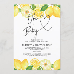Oh Baby Gender Neutral Baby Shower Summer Lemon Inbjudningar