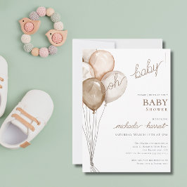 Oh Baby Gender Neutral Balloon Baby Shower Inbjudningar