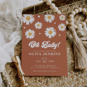 Oh Baby Gender Neutral Daisy Baby Shower Inbjudningar