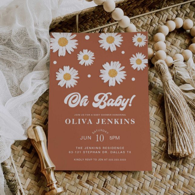 Oh Baby Gender Neutral Daisy Baby Shower Inbjudningar (Skapare uppladdad)