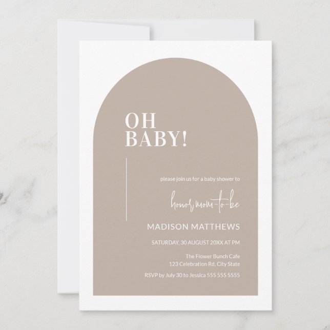 Oh Baby, Gender Neutral Minimal Arch Baby Shower Inbjudningar (Framsida)