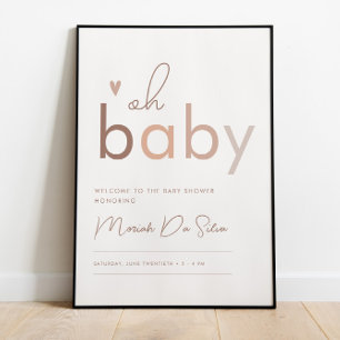 Oh Baby Gender Neutral Modern Baby Shower Välkomme Poster