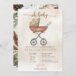 Oh Baby Gender Neutral Pram Boho Baby Shower Inbjudningar