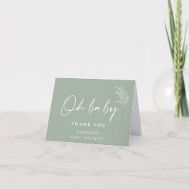Oh Baby Gender Neutral Sage Grönt Baby Shower Tack Kort