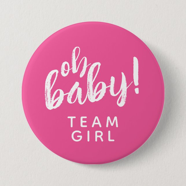 Oh Baby Gender Reveal Team Girl-knapp Knapp (Framsida)