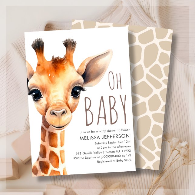 Oh Baby Giraffe Baby Shower-inbjudan Inbjudningar (Skapare uppladdad)