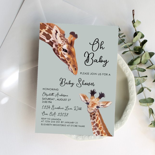 Oh Baby Giraffe Baby Shower Inbjudningar (Skapare uppladdad)
