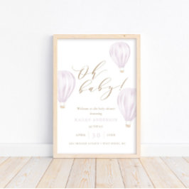 Oh Baby - Girl Luftballong Baby Shower Poster