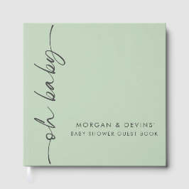 Oh Baby Green Baby Shower Guest Book Gästböcker