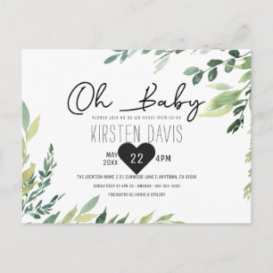 Oh Baby Greenery Baby Shower Könsneutral Vykort