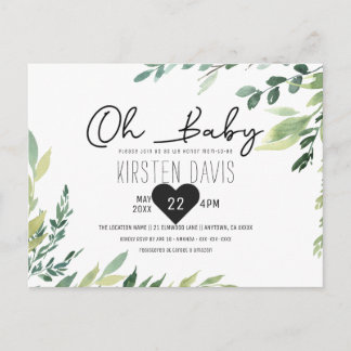 Oh Baby Greenery Baby Shower Könsneutral Vykort