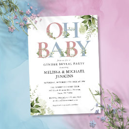 Oh Baby Greenery Brev Gender Reveal Party Inbjudningar