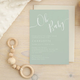Oh Baby Grönt Gender Neutral Baby Shower Inbjudningar