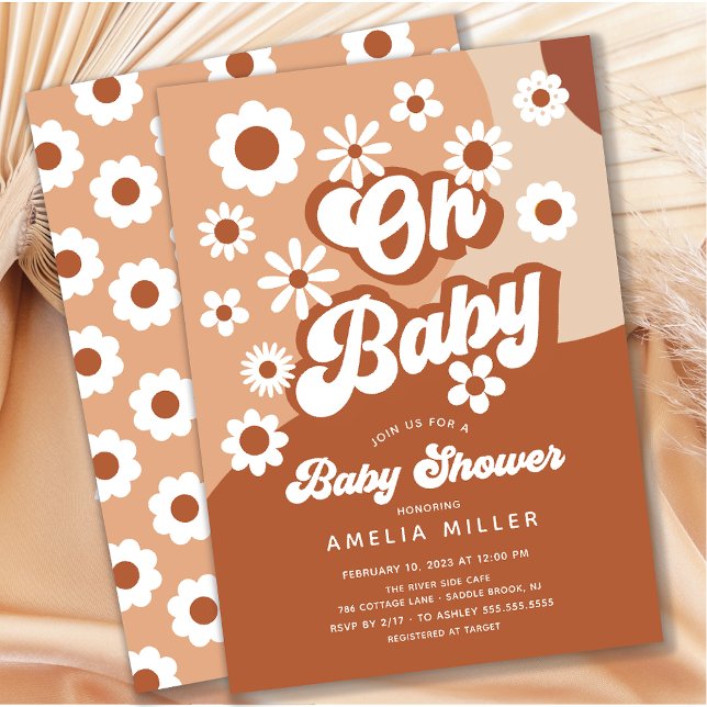 Oh Baby Groovy Baby Shower-inbjudan Inbjudningar (Skapare uppladdad)