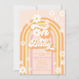 Oh Baby Groovy Boho Daisy Rainbow Baby Shower Inbjudningar