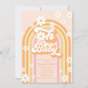 Oh Baby Groovy Boho Daisy Rainbow Baby Shower Inbjudningar