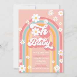 Oh Baby Groovy Boho Daisy Rainbow Baby Shower Inbjudningar