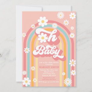 Oh Baby Groovy Boho Daisy Rainbow Baby Shower Inbjudningar