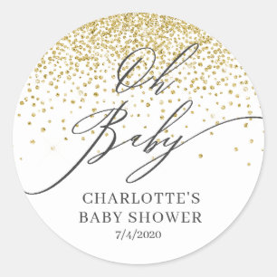 Oh Baby Guld Glitter-favoritmärke Runt Klistermärke