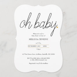 Oh Baby Guld Kärlek Heart Baby Shower / Sprinkle Inbjudningar
