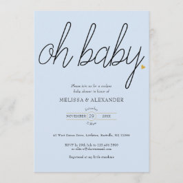 Oh Baby Guld Kärlek Heart Par Baby Shower Inbjudningar