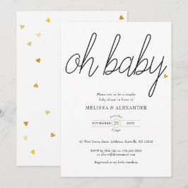 Oh Baby Guld Kärlek Heart Par Baby Shower Inbjudningar