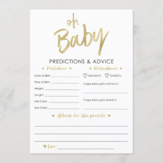 Oh Baby Guld Predictions and Advice Card Inbjudningar