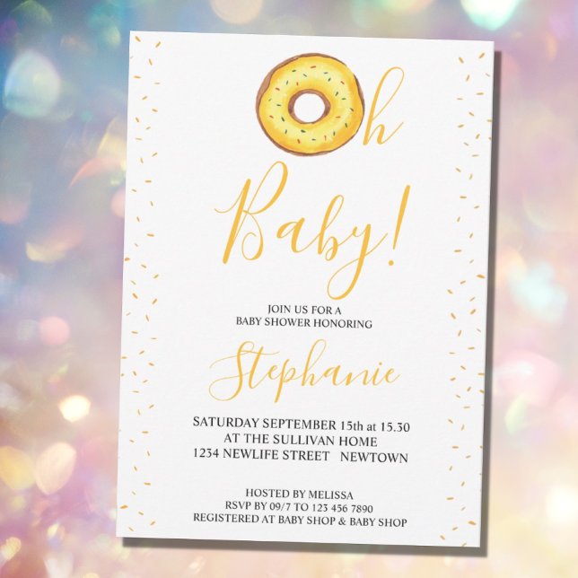 Oh Baby Gult Donut Baby Shower-inbjudan Inbjudningar (Skapare uppladdad)