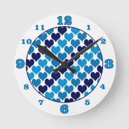 Oh Baby Hearts- Blue Rund Klocka