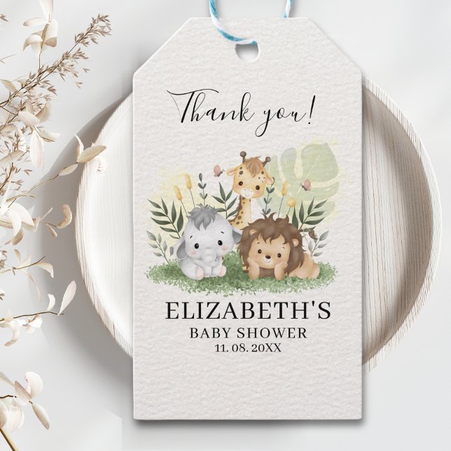 Oh Baby Jungle Animals Baby Shower Presentetikett (Skapare uppladdad)