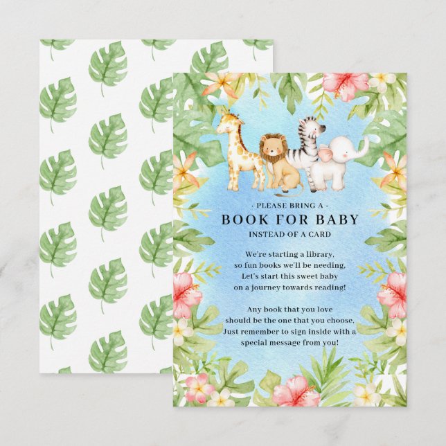 Oh Baby Jungle Baby Shower Bok för Baby Enclosur Tilläggskort (Fram/baksida)