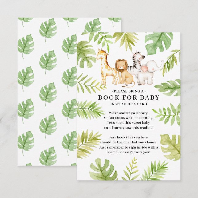 Oh Baby Jungle Baby Shower Bok för Baby Enclosur Tilläggskort (Fram/baksida)