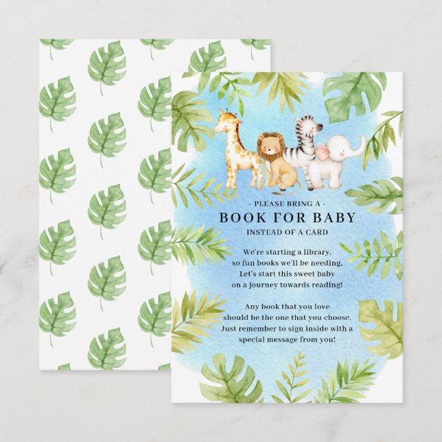 Oh Baby Jungle Baby Shower Bok för Baby Tilläggskort (Fram/baksida)