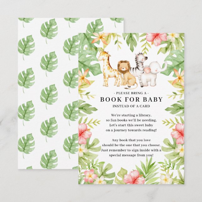 Oh Baby Jungle Baby Shower Bok för Baby Tilläggskort (Fram/baksida)