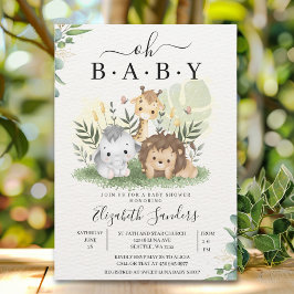 Oh Baby Jungle Baby Shower Boy Inbjudningar