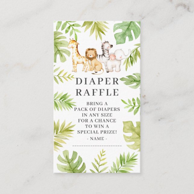 Oh Baby Jungle Baby Shower Diaper Raffle Enclosur Tilläggskort (Framsida)