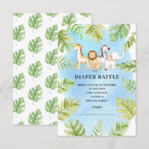 Oh Baby Jungle Baby Shower Diaper Raffle Inbjudningar